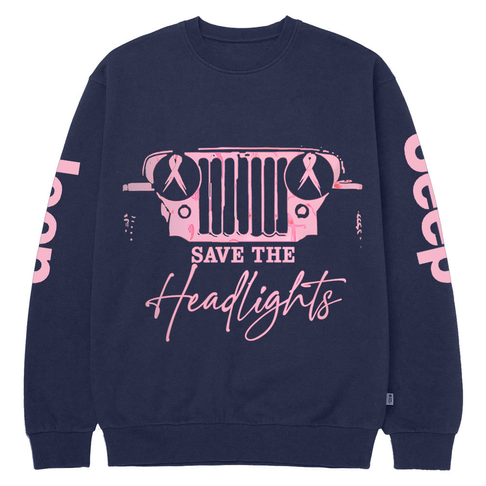 The Jp Headlights Ribbon Breast Cancer Awareness Crew Neck Sweatshirt