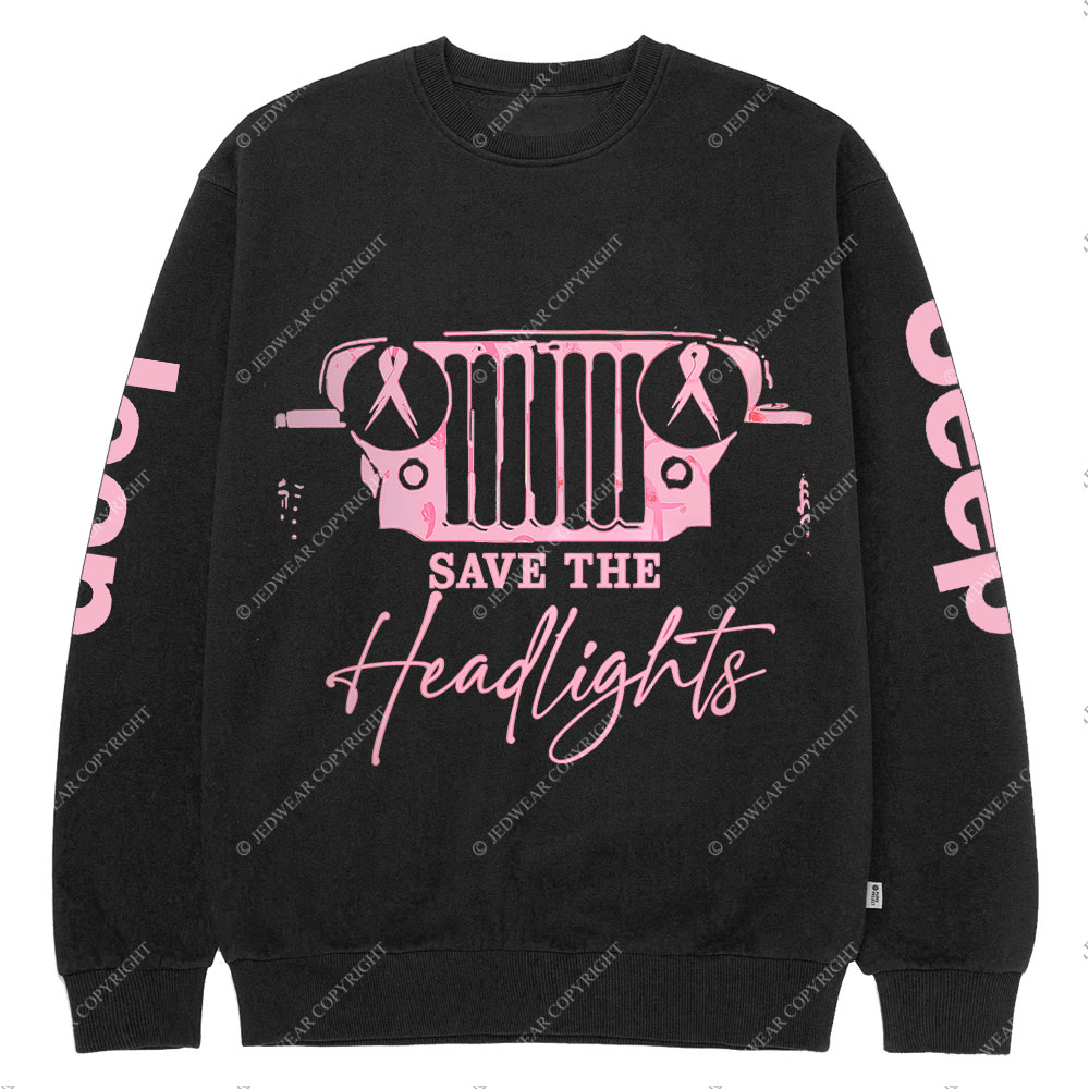 The Jp Headlights Ribbon Breast Cancer Awareness Crew Neck Sweatshirt