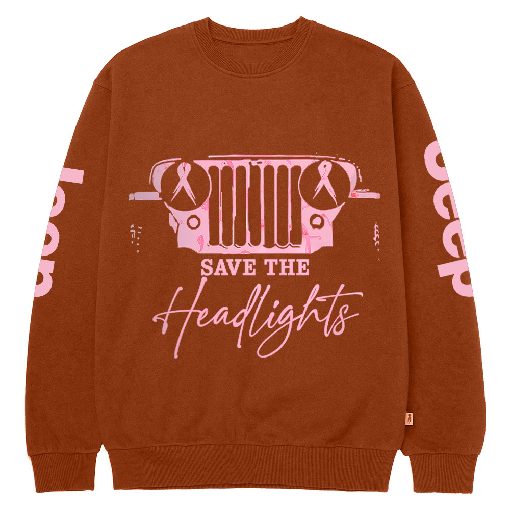 The Jp Headlights Ribbon Breast Cancer Awareness Crew Neck Sweatshirt