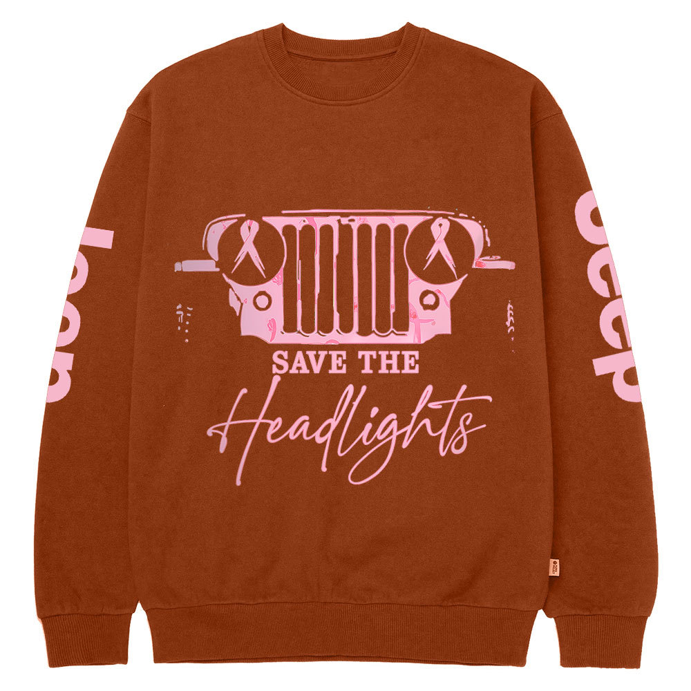 The Jp Headlights Ribbon Breast Cancer Awareness Crew Neck Sweatshirt