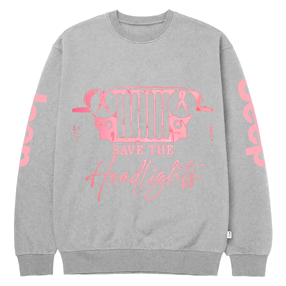 The Jp Headlights Ribbon Breast Cancer Awareness Crew Neck Sweatshirt