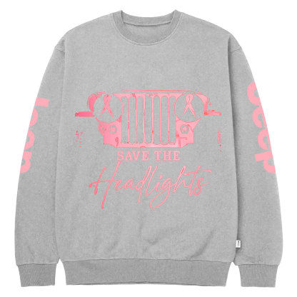 The Jp Headlights Ribbon Breast Cancer Awareness Crew Neck Sweatshirt