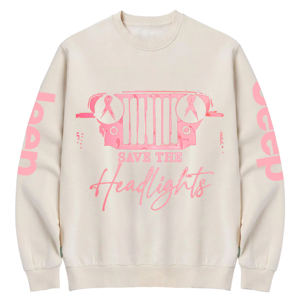 The Jp Headlights Ribbon Breast Cancer Awareness Crew Neck Sweatshirt
