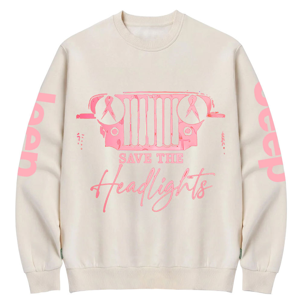 The Jp Headlights Ribbon Breast Cancer Awareness Crew Neck Sweatshirt