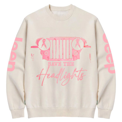 The Jp Headlights Ribbon Breast Cancer Awareness Crew Neck Sweatshirt