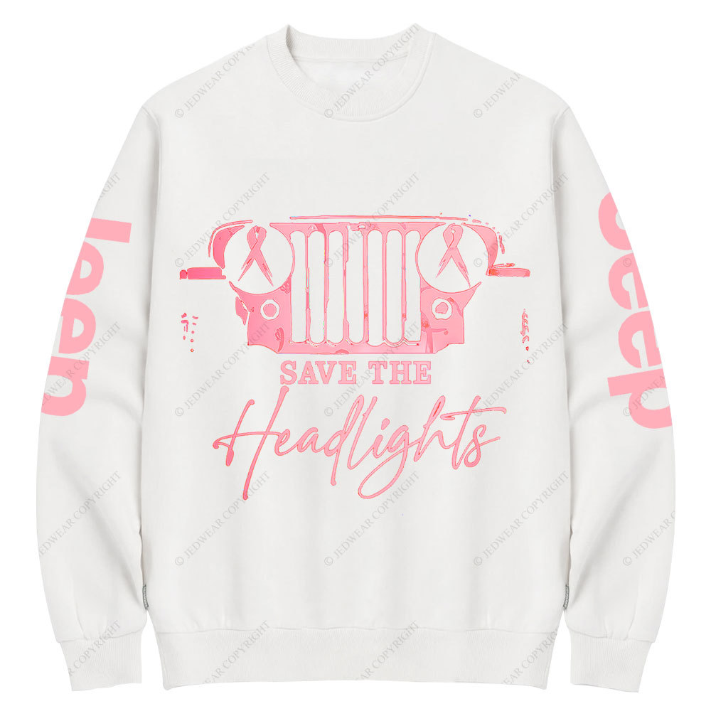The Jp Headlights Ribbon Breast Cancer Awareness Crew Neck Sweatshirt