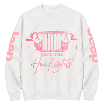 The Jp Headlights Ribbon Breast Cancer Awareness Crew Neck Sweatshirt