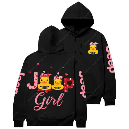 Jp Girl Duck Pink Heart Casual Hoodie