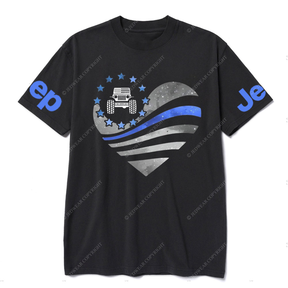 Jper Thin Blue Line Police Heart T-shirt
