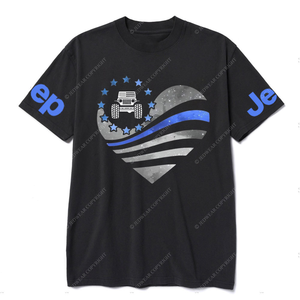 Jper Thin Blue Line Police Heart T-shirt