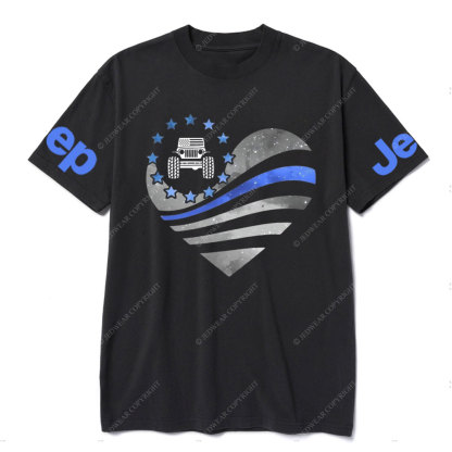 Jper Thin Blue Line Police Heart T-shirt