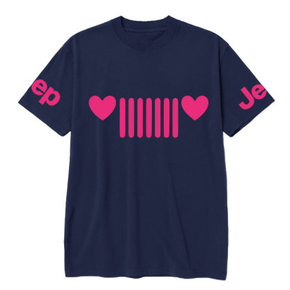 Jp Heart Headlights Pink Design T-shirt