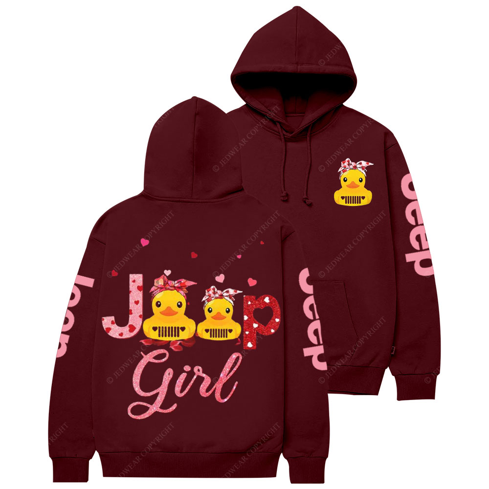 Jp Girl Duck Pink Heart Casual Hoodie