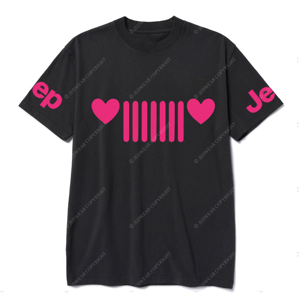 Jp Heart Headlights Pink Design T-shirt