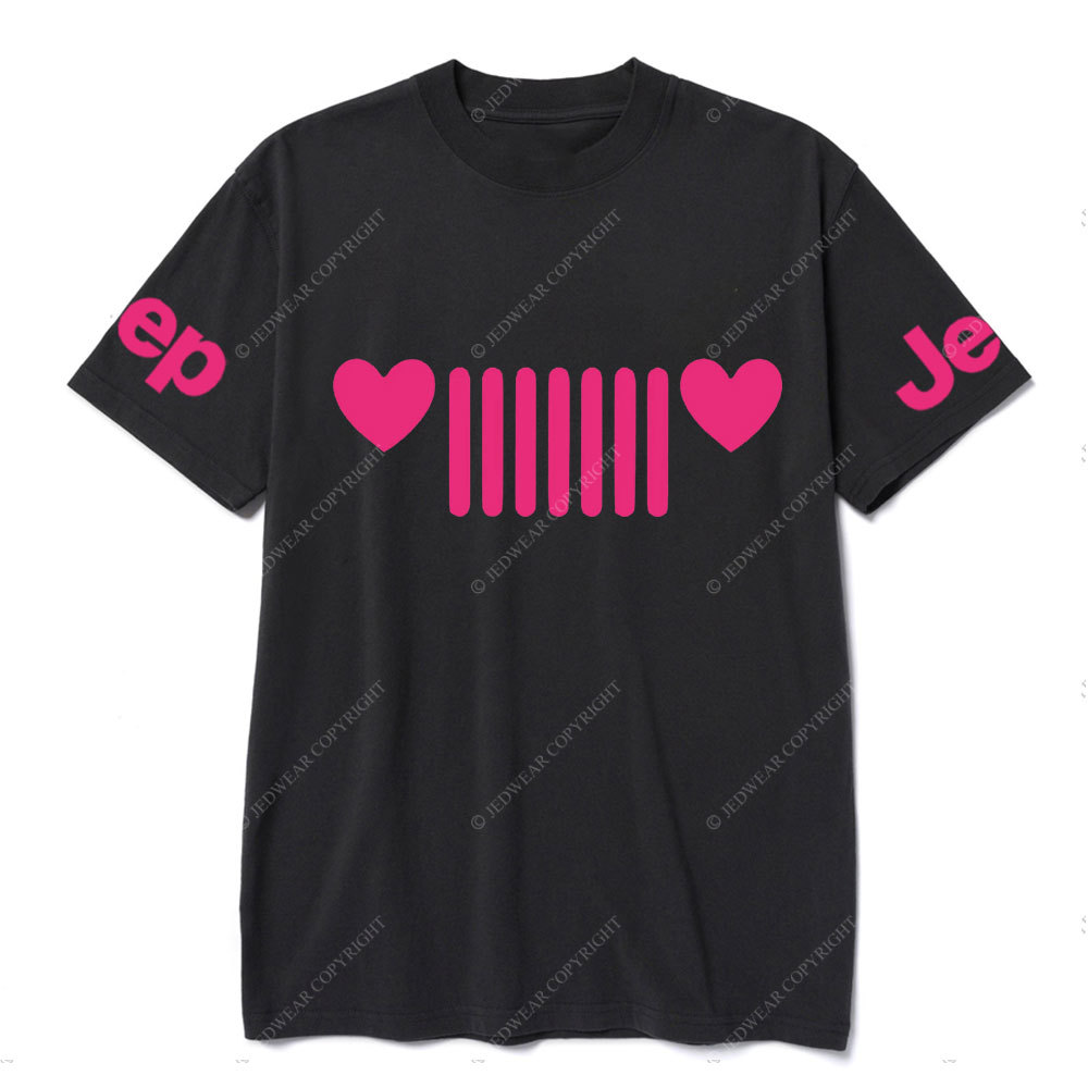 Jp Heart Headlights Pink Design T-shirt