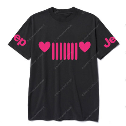 Jp Heart Headlights Pink Design T-shirt