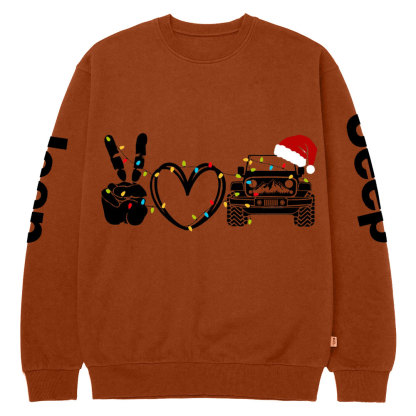 Peace Love Off-road Christmas Jp Crew Neck Sweatshirt