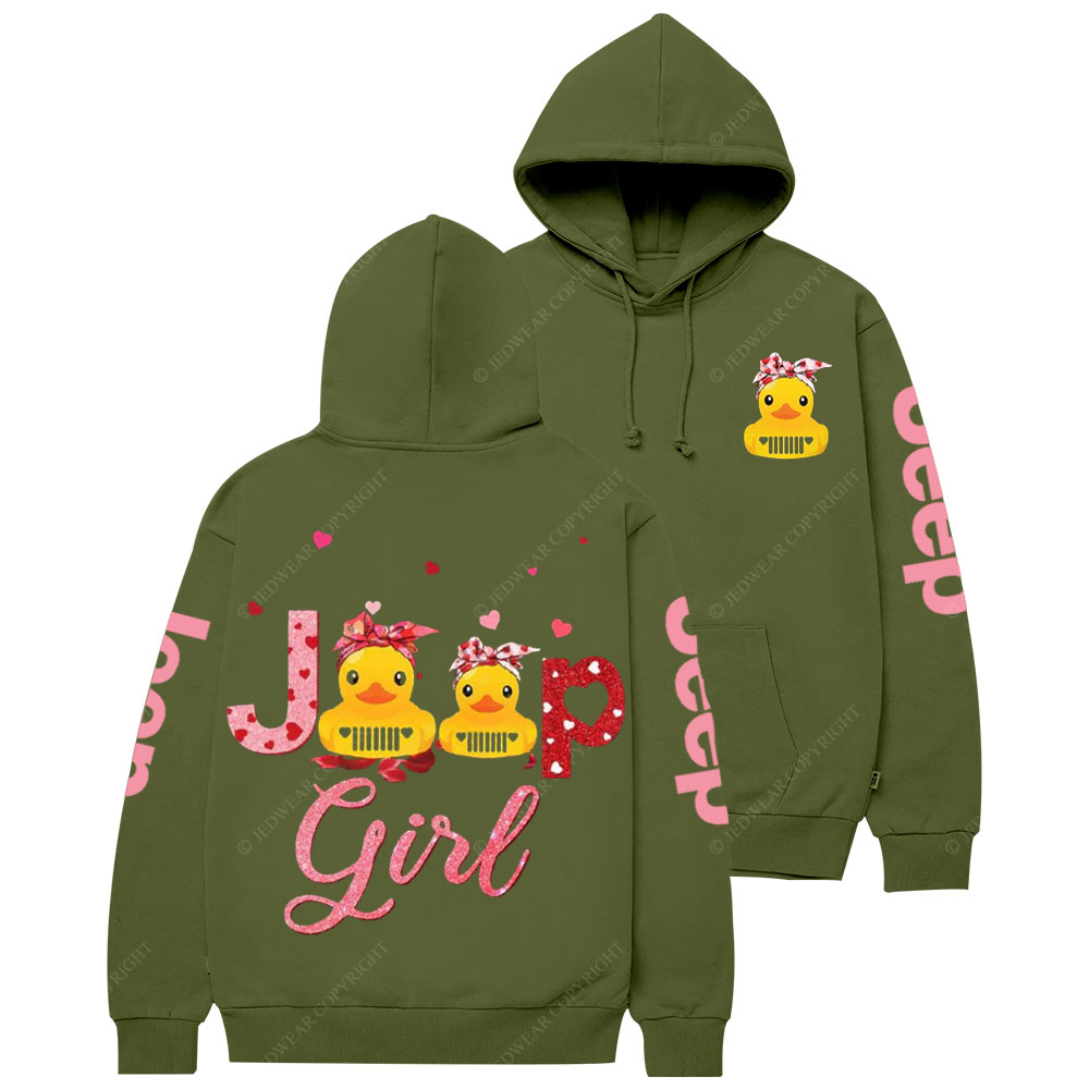 Jp Girl Duck Pink Heart Casual Hoodie