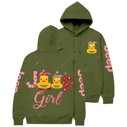 Jp Girl Duck Pink Heart Casual Hoodie