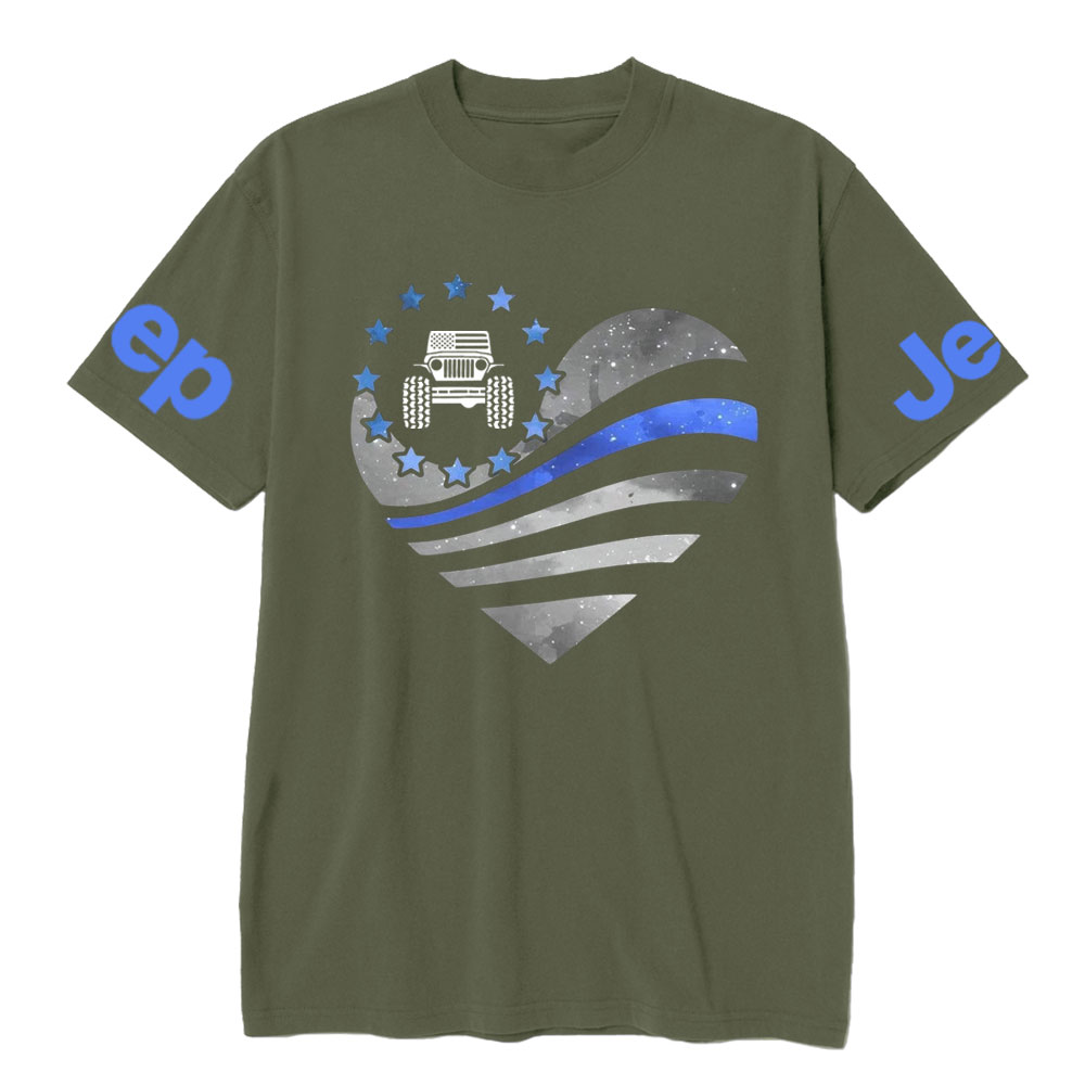 Jper Thin Blue Line Police Heart T-shirt