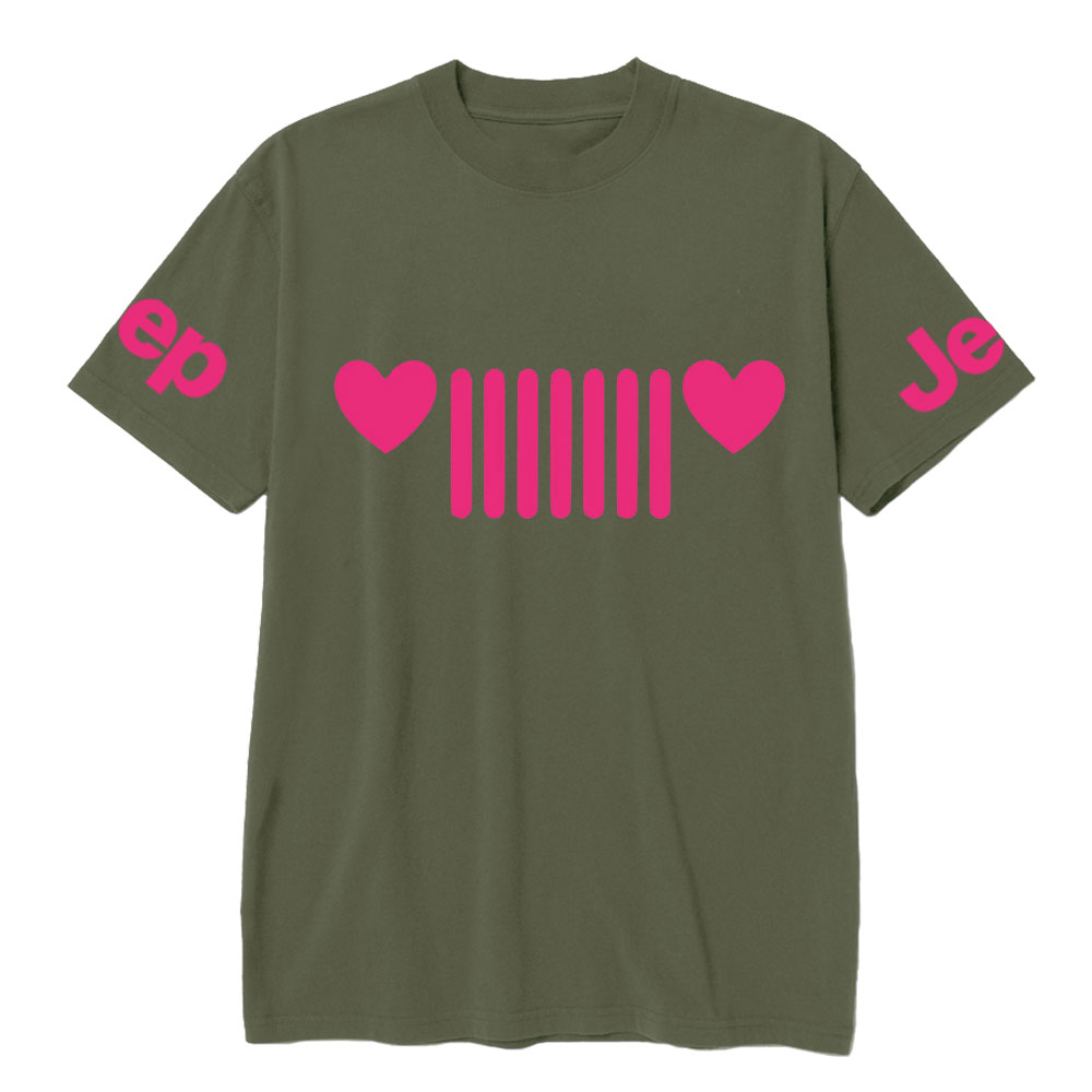 Jp Heart Headlights Pink Design T-shirt