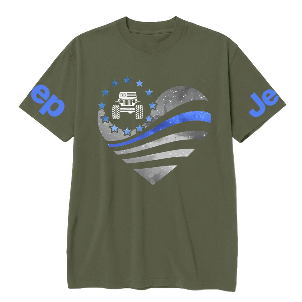 Jper Thin Blue Line Police Heart T-shirt