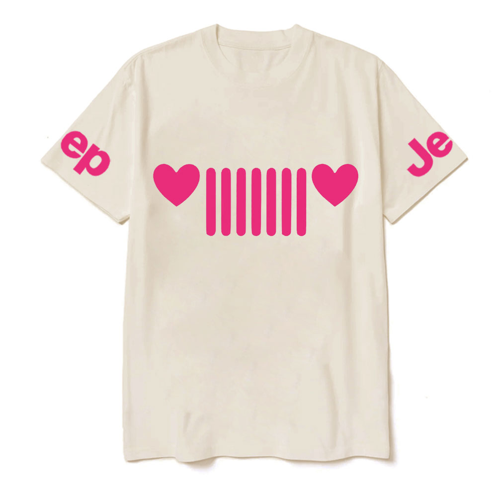 Jp Heart Headlights Pink Design T-shirt