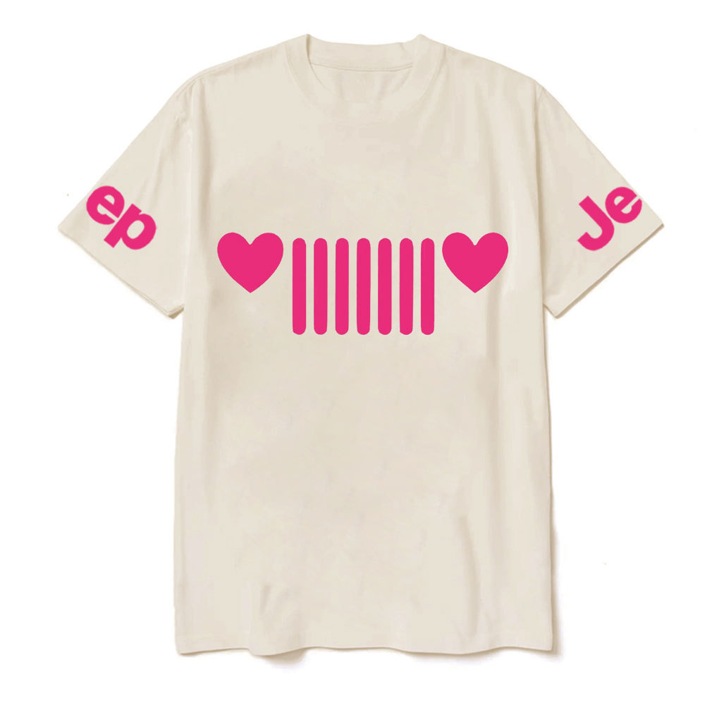 Jp Heart Headlights Pink Design T-shirt