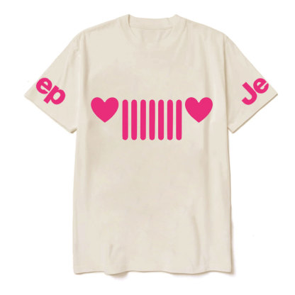 Jp Heart Headlights Pink Design T-shirt
