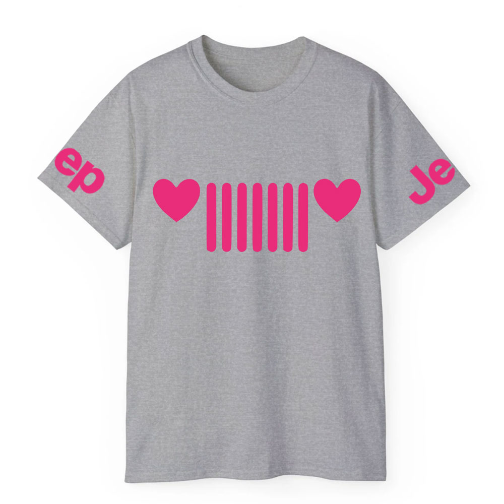 Jp Heart Headlights Pink Design T-shirt