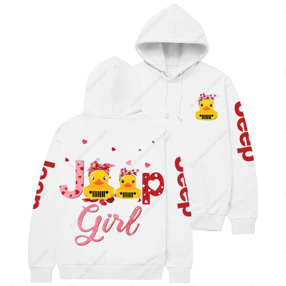 Jp Girl Duck Pink Heart Casual Hoodie