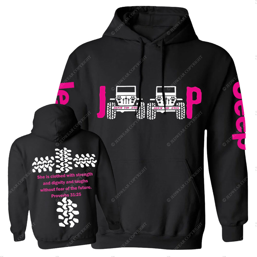 Jp She Is Clothed With Strength Jesus Proverbs 31:25 Casual Hoodie