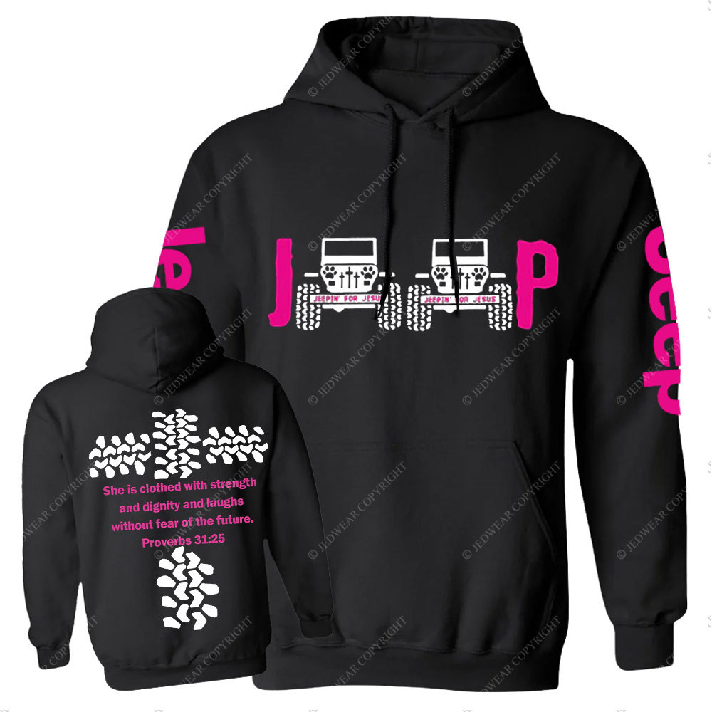 Jp She Is Clothed With Strength Jesus Proverbs 31:25 Casual Hoodie