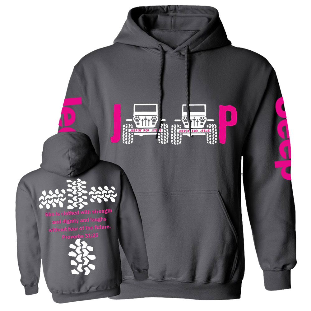 Jp She Is Clothed With Strength Jesus Proverbs 31:25 Casual Hoodie