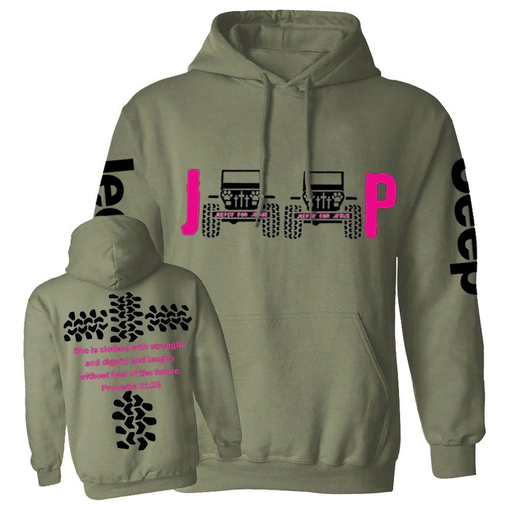 Jp She Is Clothed With Strength Jesus Proverbs 31:25 Casual Hoodie