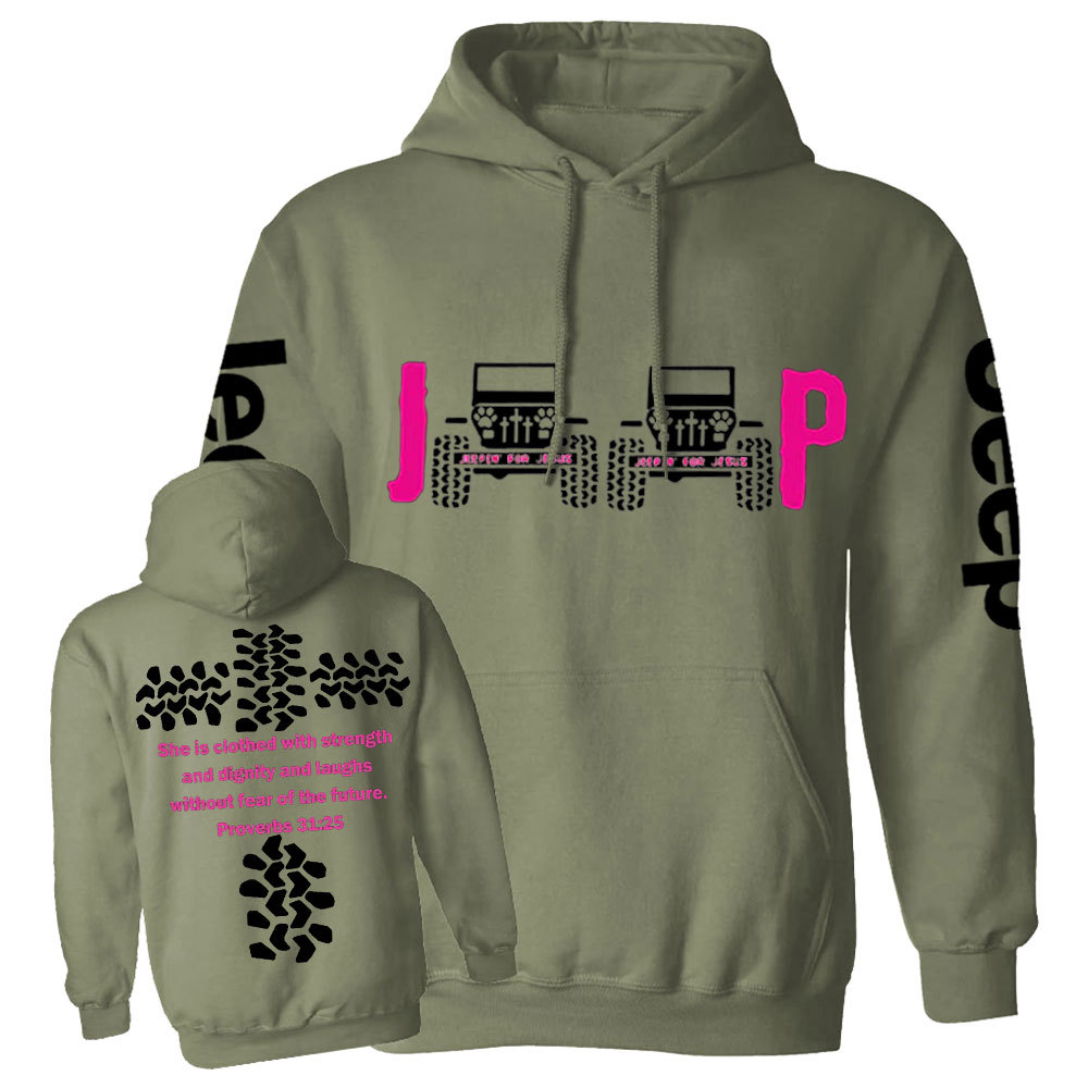 Jp She Is Clothed With Strength Jesus Proverbs 31:25 Casual Hoodie