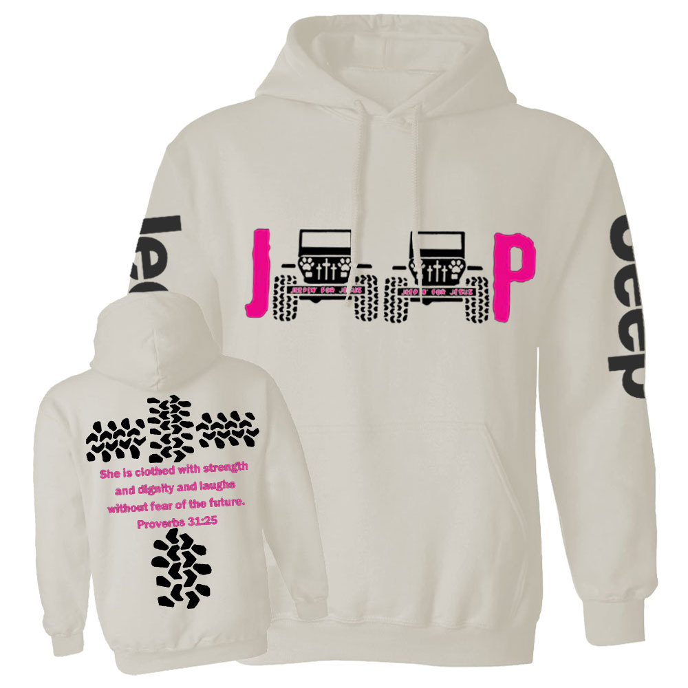 Jp She Is Clothed With Strength Jesus Proverbs 31:25 Casual Hoodie