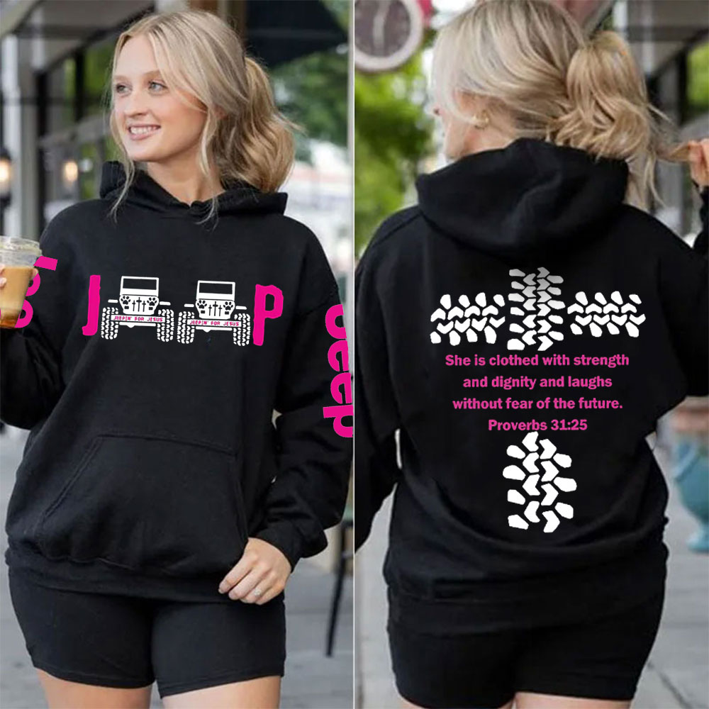 Jp She Is Clothed With Strength Jesus Proverbs 31:25 Casual Hoodie