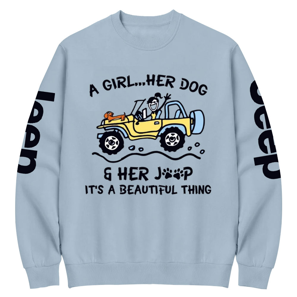 A Girl Her Dog And Her Jp It’s A Beautiful Thing Crew Neck Sweatshirt