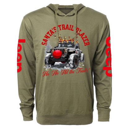HO HO Hit the Trails Jp Xmas Oversized Lightweight Hoodie