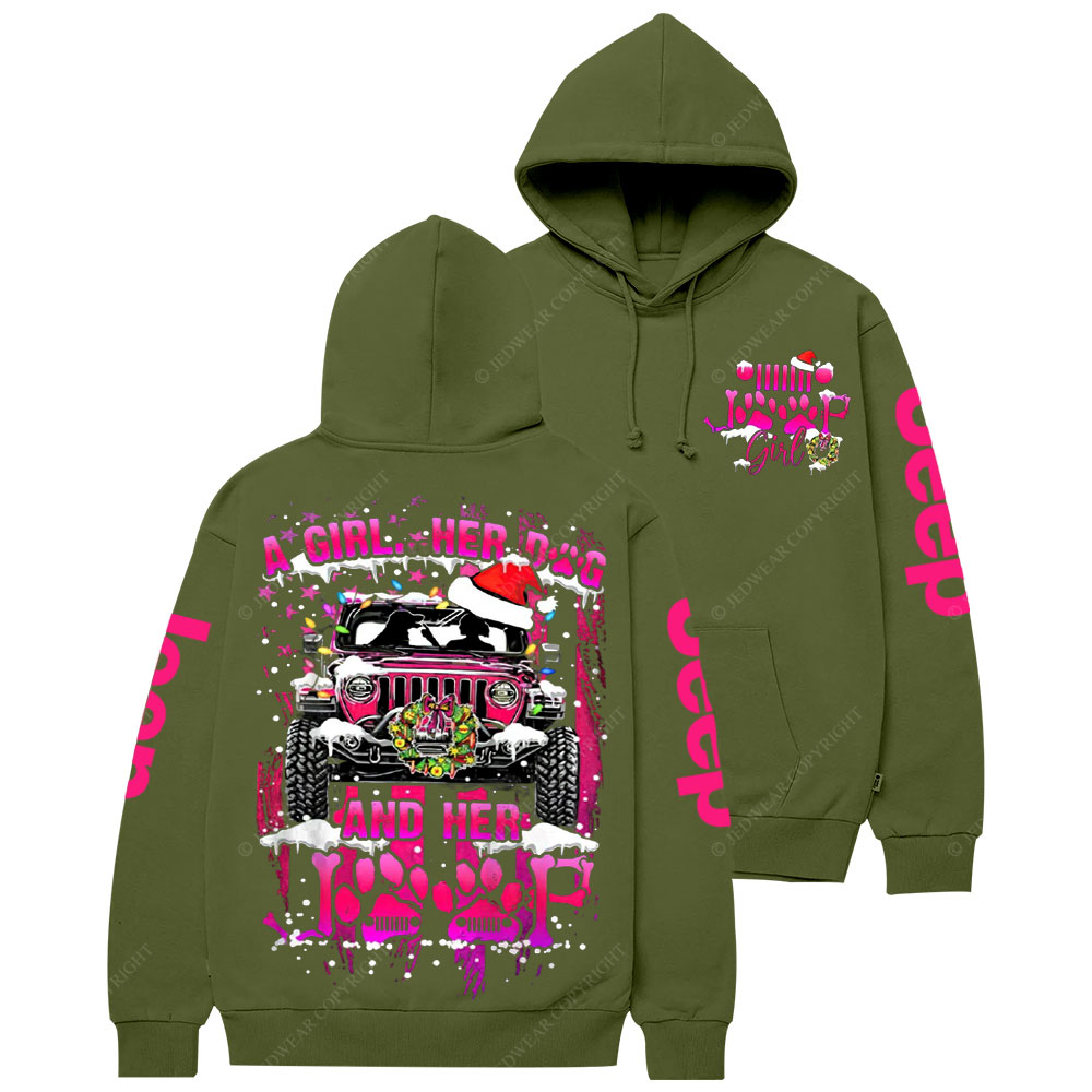 Hot Pink Girl Her Dog And Her Jp Christmas Casual Hoodie