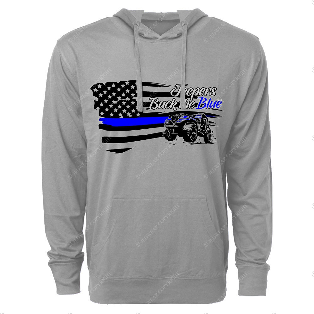 Jpers Back the Blue US Flag Oversized Lightweight Hoodie