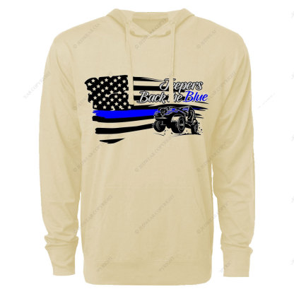 Jpers Back the Blue US Flag Oversized Lightweight Hoodie