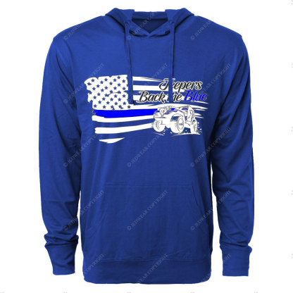 Jpers Back the Blue US Flag Oversized Lightweight Hoodie