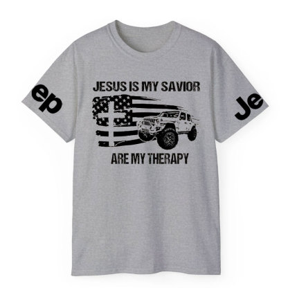 Jesus is My Savior, Jps are My Therapy Ameriacn Flag Cross and Jp Lover T-Shirt