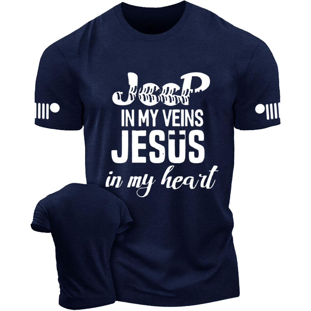 Jp in My Veins Jesus in My Heart Jp Tire Mark T-Shirt