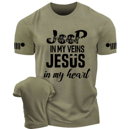 Jp in My Veins Jesus in My Heart Jp Tire Mark T-Shirt