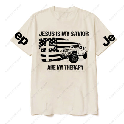 Jesus is My Savior, Jps are My Therapy Ameriacn Flag Cross and Jp Lover T-Shirt
