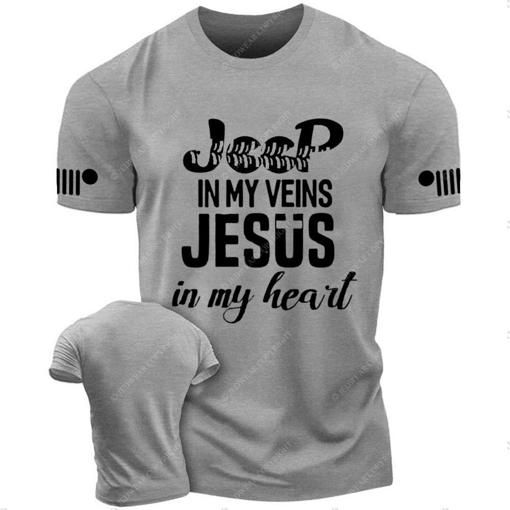 Jp in My Veins Jesus in My Heart Jp Tire Mark T-Shirt