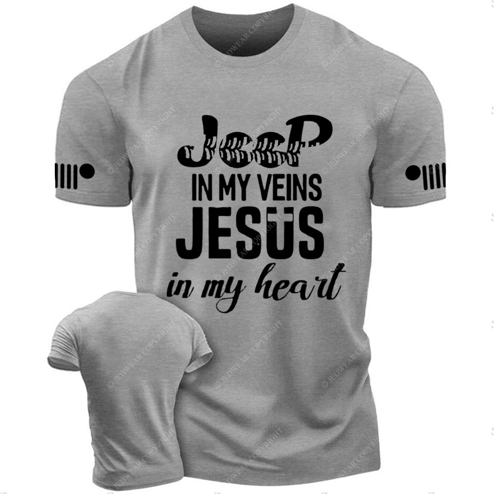 Jp in My Veins Jesus in My Heart Jp Tire Mark T-Shirt